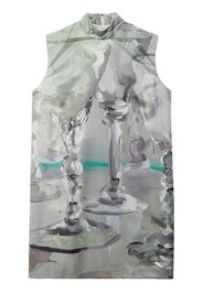 MSGM graphic-print mini dress - Grey