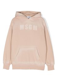 MSGM Kids logo-print hoodie - Neutrals