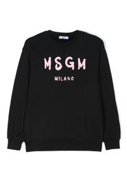 MSGM Kids logo-print cotton sweatshirt - Black