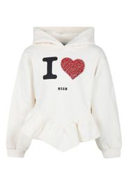 MSGM Kids rhinestone-embellished ruffle hoodie - White