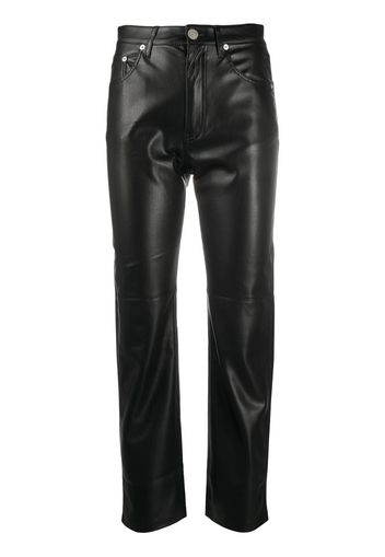 faux-leather trousers