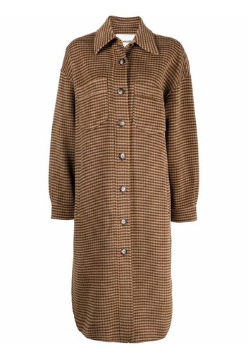 Nanushka elongated check-print shirt coat - Brown