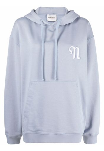 Nanushka logo-embroidered oversize hoodie - Blue