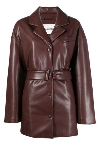 Nanushka belted faux-leather blazer - Brown