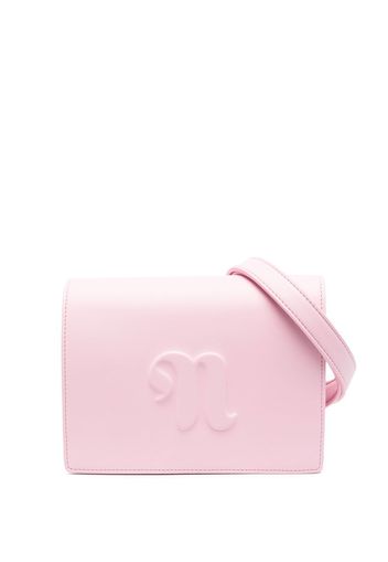 Nanushka debossed-logo flap shoulder bag - Pink