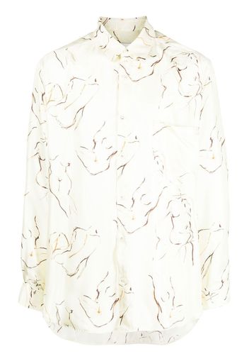 Nanushka sketch-style print long-sleeve shirt - Yellow