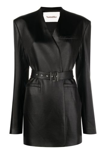 Nanushka belted single-breasted blazer - Black