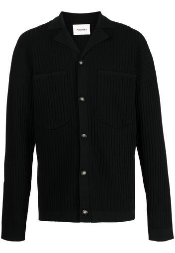 Nanushka camp collar ribbed cardigan - Black