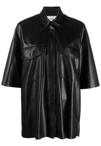 Nanushka polished-finish short-sleeve shirt - Black