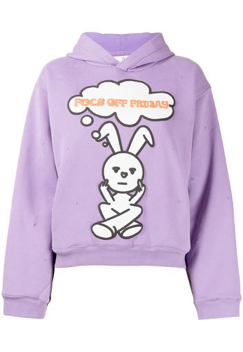 Natasha Zinko Friday distressed rabbit-print hoodie - Purple