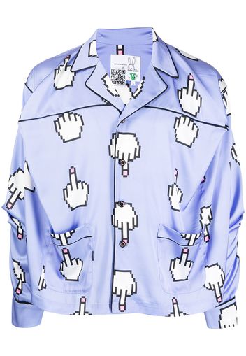 Natasha Zinko pixel middle-finger print shirt - Purple