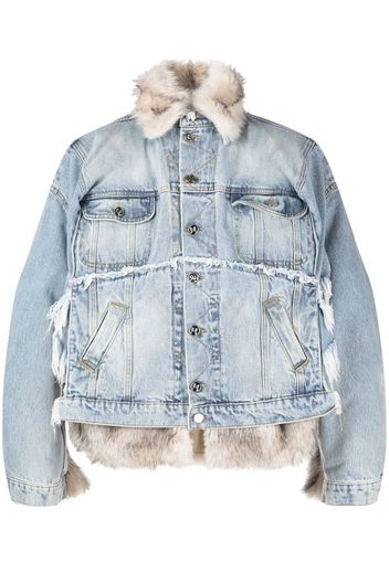 Natasha Zinko faux-fur hybrid denim jacket - Blue