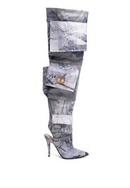 Natasha Zinko thigh-high cargo boots - Blue