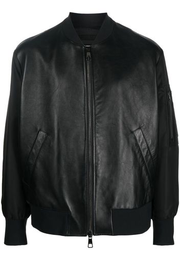 Neil Barrett leather panelled bomber jacket - Black