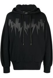 Neil Barrett Thunderbolt-print cotton hoodie - Black