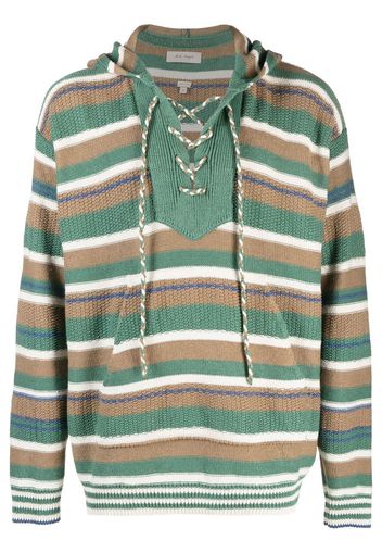 Nick Fouquet stripe-pattern knitted hoodie - Green