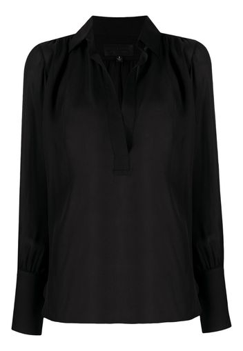 open-collar chiffon blouse