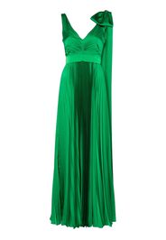 NISSA bow-detail pleated maxi dress - Green