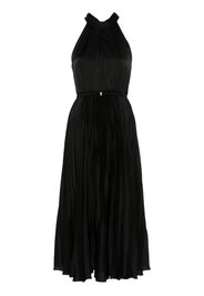 NISSA pleated satin midi dress - Black