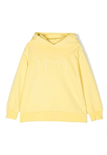 Nº21 Kids logo-patch classic hoodie - Yellow