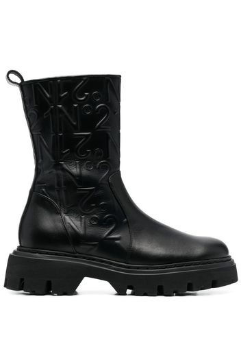 Nº21 logo-embossed combat ankle boots - Black