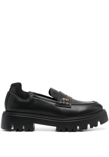 Nº21 logo-plaque leather loafers - Black