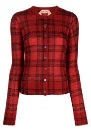 Nº21 check-print buttoned cardigan - Red