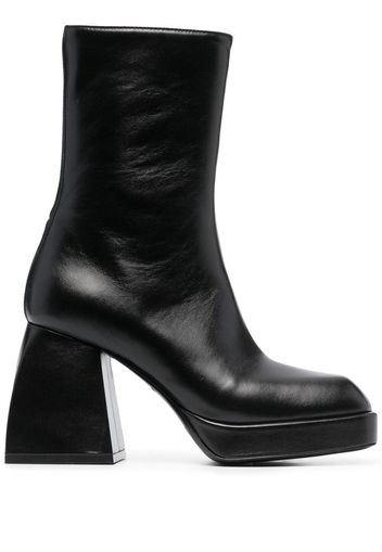 Nodaleto block-heel leather boots - Black