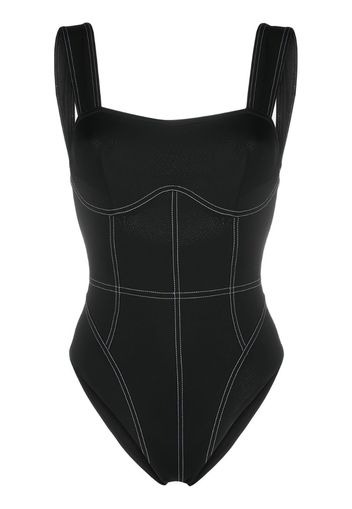 scoop-back one-piece swimsuit