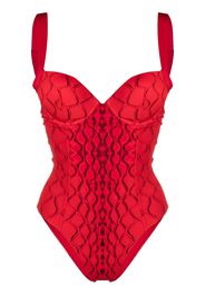 snakeskin print one-piece swimsuit