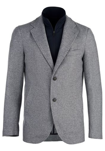 Norwegian Wool layered-design metallic-effect blazer - Grey