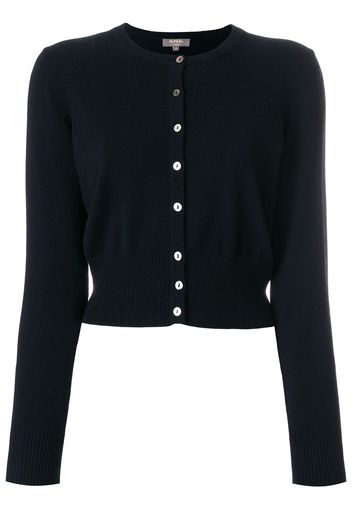 N.Peal cropped contrast button cardigan - Black