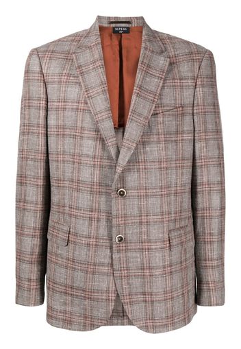 N.Peal plaid-check print button blazer - Brown