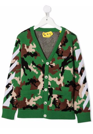 Off-White Kids LOGO CAMO CARDIGAN MILITARY WHITE - Green