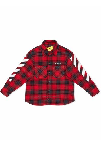 Off-White Kids CHECK FLANNEL SHIRT RED WHITE