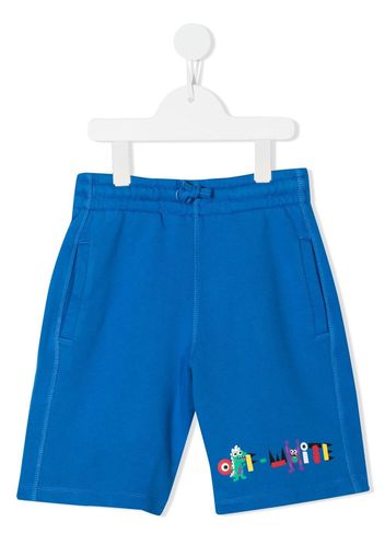 Off-White Kids cartoon-print cotton shorts - Blue