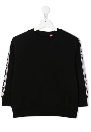 Off-White Kids logo-tape crew neck jumper - Black