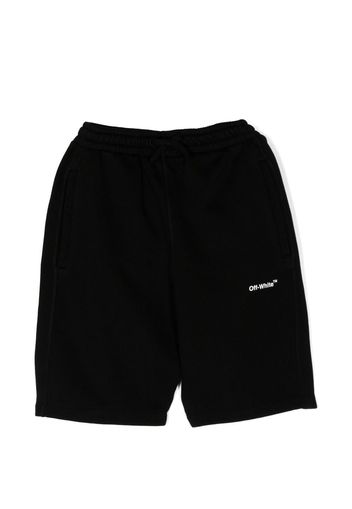Off-White Kids Diag logo-print sweat shorts - Black