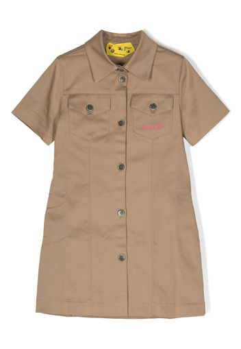 Off-White Kids embroidered-logo short-sleeve shirt dress - Brown