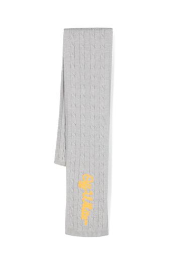 Off-White Kids Off Script cable-knit scarf - Grey