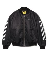 Off-White Kids diagonal stripes zipped bomber jacket - Black