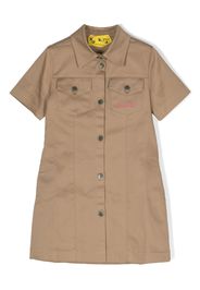 Off-White Kids embroidered-logo short-sleeve shirt dress - Brown