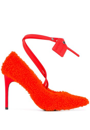 Off-White shearling pointed pumps - Orange