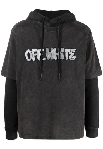 Off-White graffiti-logo layered hoodie - Black