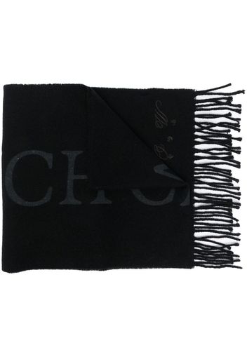 Off-White Quote-motif fringed scarf - Black