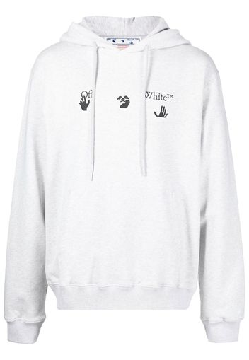 Off-White printed logo cotton hoodie - Grey