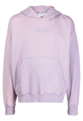 Off-White logo-embroidered cotton hoodie - Purple