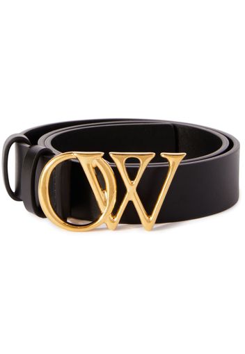 Off-White OW-buckle leather belt - Black