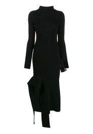 Off-White asymmetric turtleneck knitted dress - Black