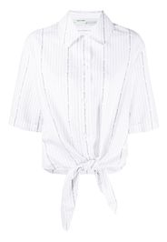 POPELINE BASEBALL KNOT SHIRT WHITE BLAC